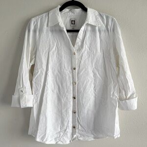 Anne Klein white linen button down, small, 3/4 sleeve
